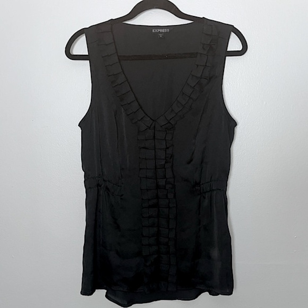 Express Black Ruffled Tank Medium - Picture 2 of 8